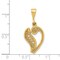 14K Yellow Gold Filigree Initial Letter V Charm Jewelry 28mm x 14mm
